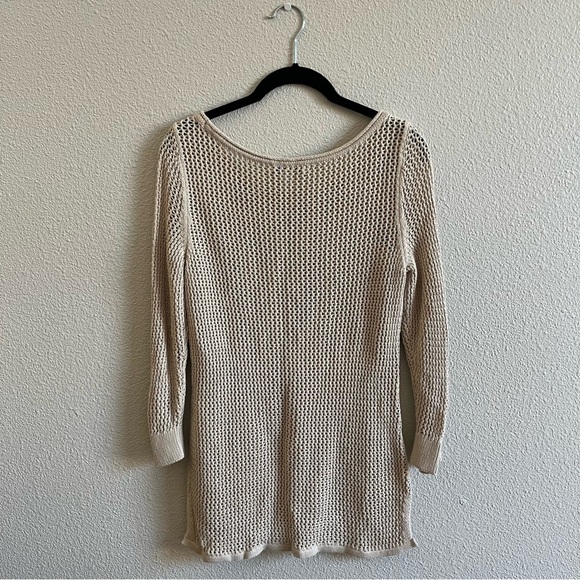 White House Black Market Taupe Open Knit Tunic Small - Picture 9 of 9